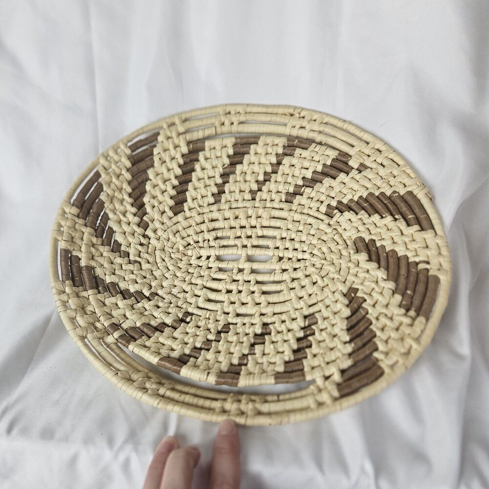 Vintage Handwoven Woven Basket Tray 13"